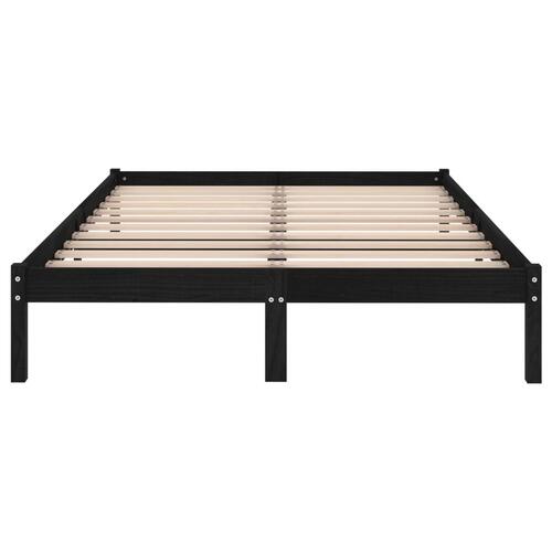 Sengeramme 135x190 cm Double massivt fyrretræ sort