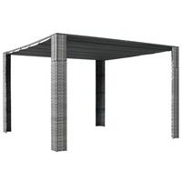 Pavillon med tag polyrattan 300x300x200 cm grå antracitgrå