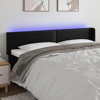 Sengegavl med LED-lys 163x16x78/88 cm kunstlæder sort