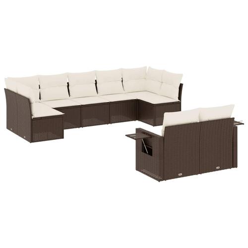 Sofasæt til haven 9 dele med hynder polyrattan brun