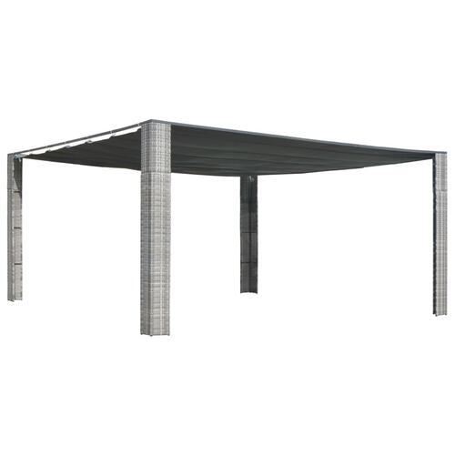 Pavillon med glidetag polyrattan 400x400x200 cm grå antracitgrå