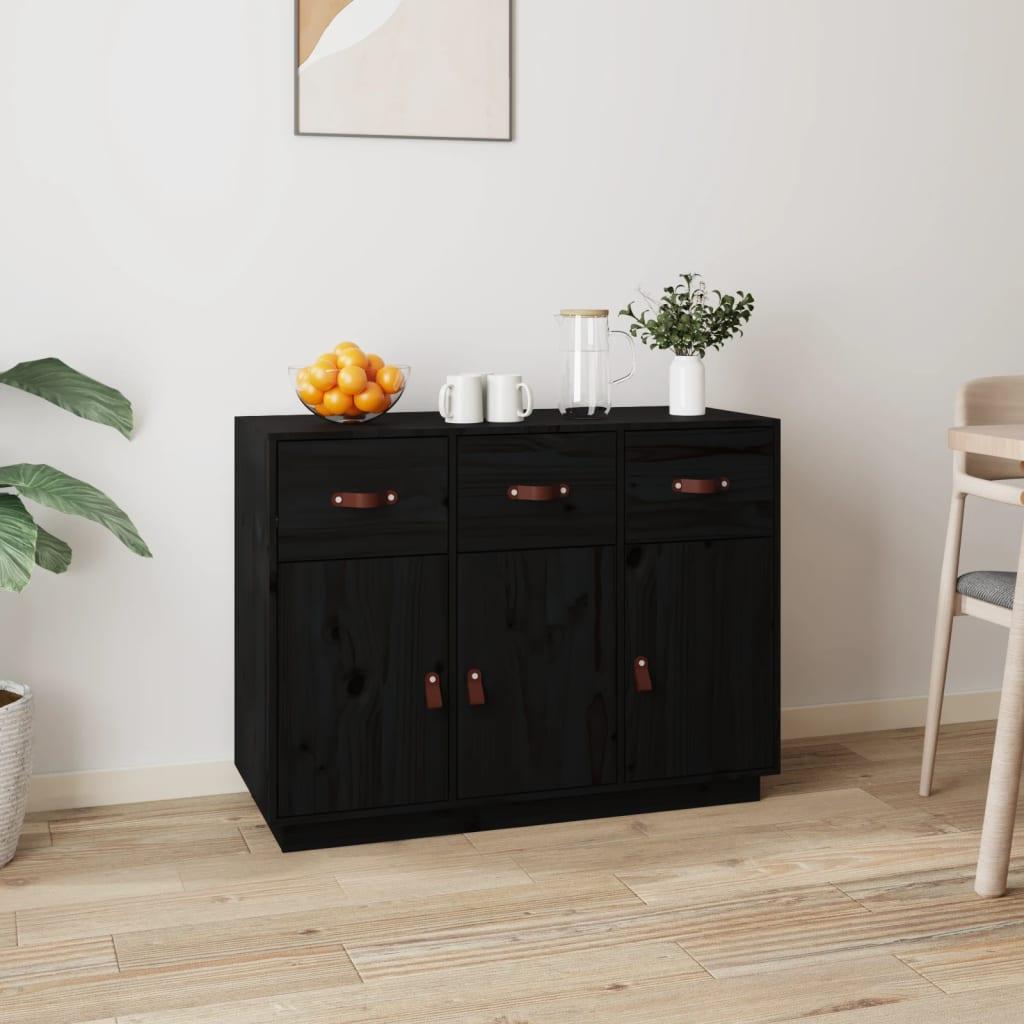 Skænk 100x40x75 cm massivt fyrretræ sort