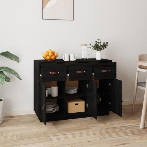 Skænk 100x40x75 cm massivt fyrretræ sort