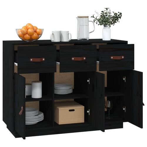 Skænk 100x40x75 cm massivt fyrretræ sort