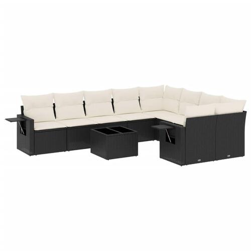 Sofasæt til haven 10 dele med hynder polyrattan sort