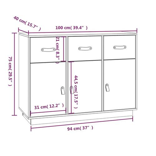 Skænk 100x40x75 cm massivt fyrretræ sort
