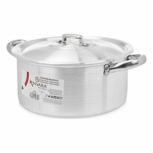 Gryde Med Låg Sølvfarvet Aluminium 4 L 24 x 13 x 31 cm (10 enheder)