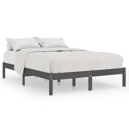 Sengestel 140x190 cm massivt fyrretræ grå