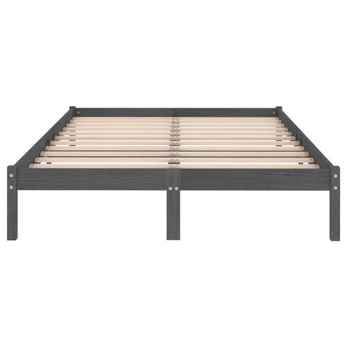 Sengestel 140x190 cm massivt fyrretræ grå