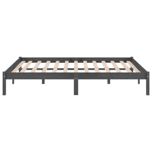 Sengestel 140x190 cm massivt fyrretræ grå