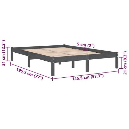 Sengestel 140x190 cm massivt fyrretræ grå