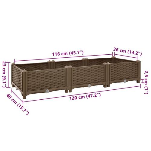 Højbed 120x40x23 cm polypropylen