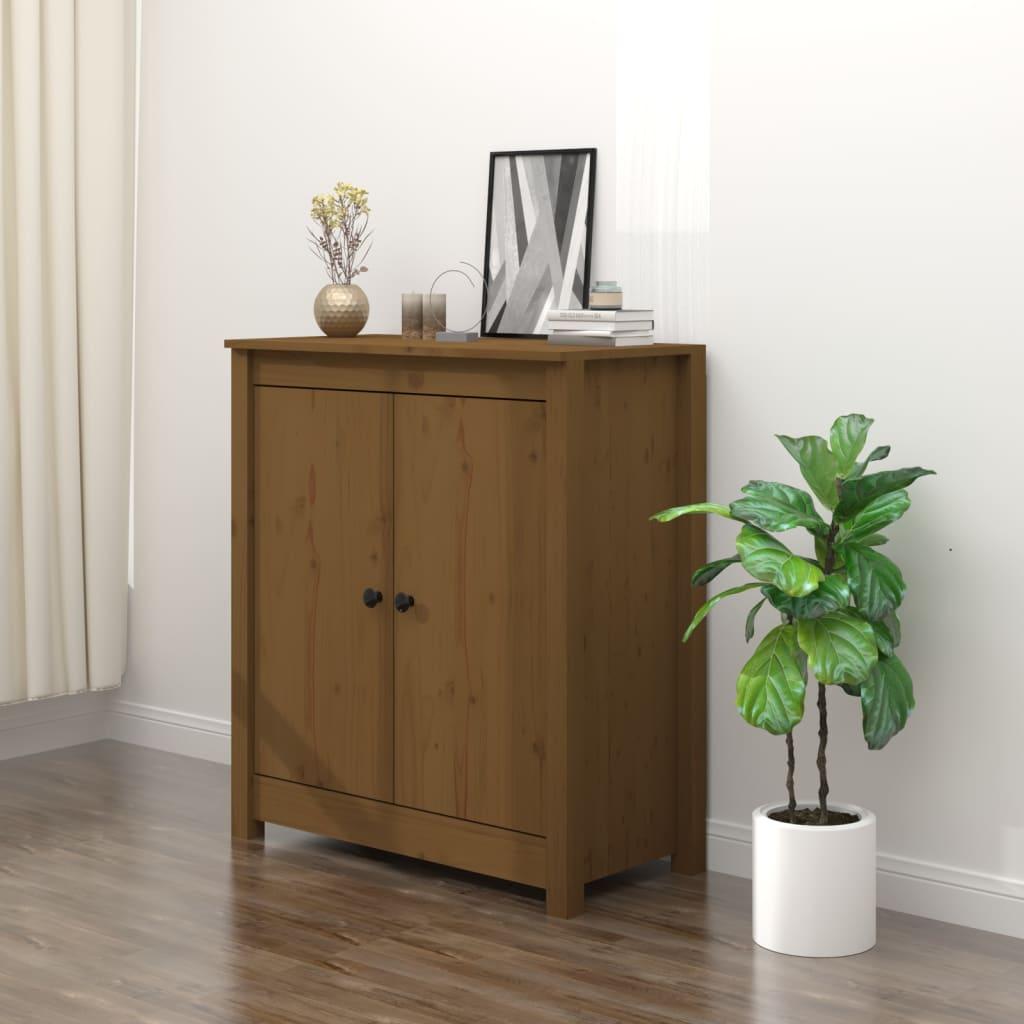Skænk 70x35x80 cm massivt fyrretræ gyldenbrun