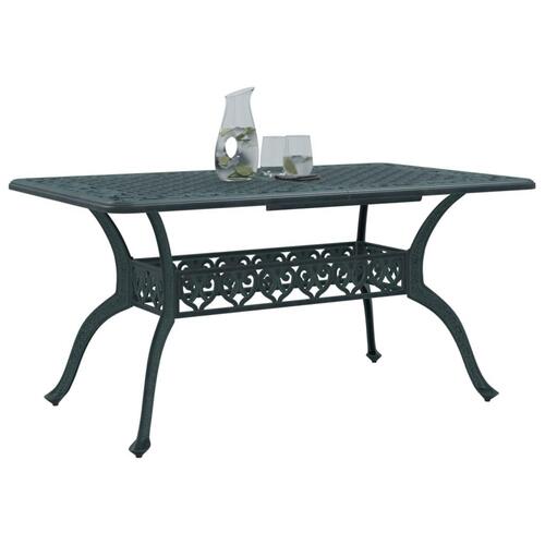 Havebord 150x90x72 cm støbt aluminium grøn