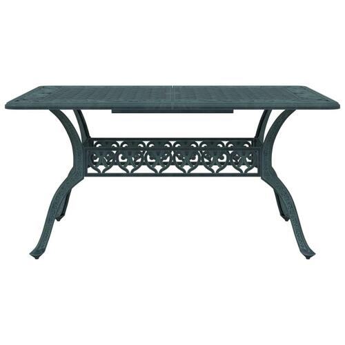 Havebord 150x90x72 cm støbt aluminium grøn