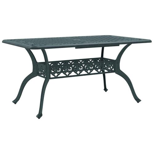 Havebord 150x90x72 cm støbt aluminium grøn