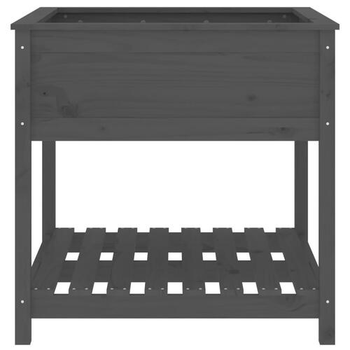 Plantekasse med hylde 82,5x82,5x81 cm massivt fyrretræ grå