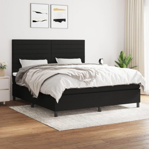 Kontinentalseng med madras 180×200 cm - stof, sort