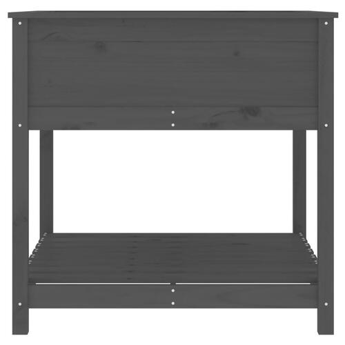 Plantekasse med hylde 82,5x82,5x81 cm massivt fyrretræ grå