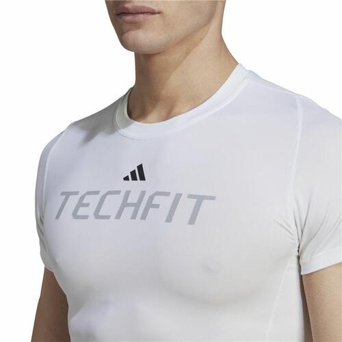 Kortærmet T-shirt til Mænd Adidas techfit Graphic Hvid L