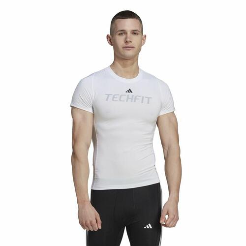 Kortærmet T-shirt til Mænd Adidas techfit Graphic Hvid L