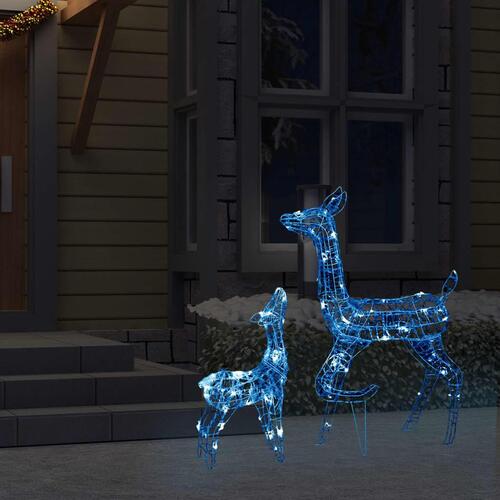 Juledekoration rensdyrfamilie 160 LED'er akryl blå