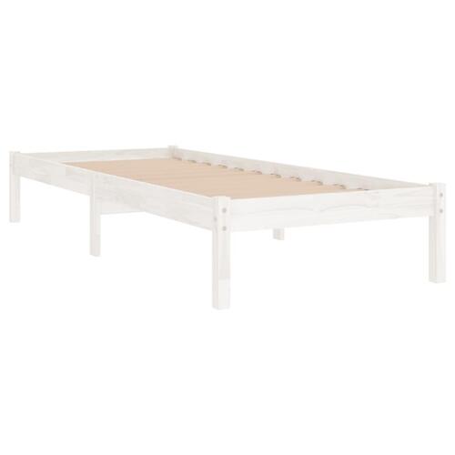 Sengestel 90x200 cm massivt fyrretræ hvid