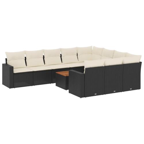 Sofasæt til haven 11 dele med hynder polyrattan sort