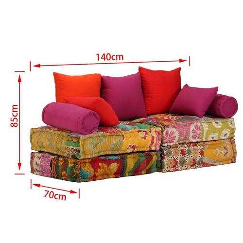 2-personers modulpuf stof patchwork