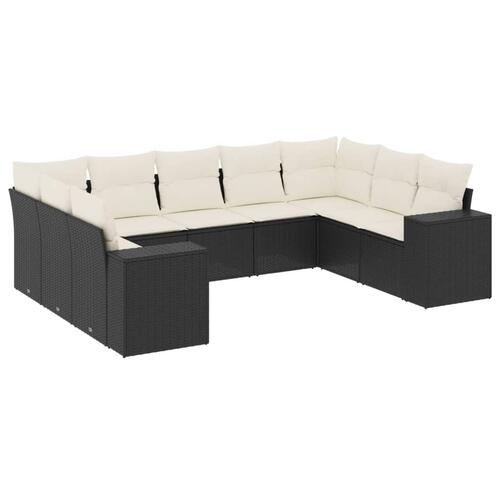 Sofasæt til haven 9 dele med hynder polyrattan sort