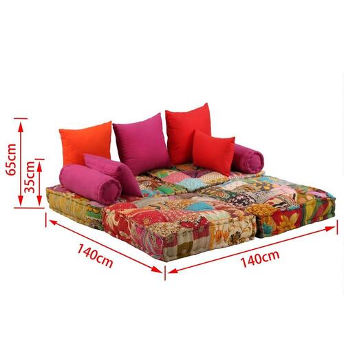 2-personers modulpuf stof patchwork