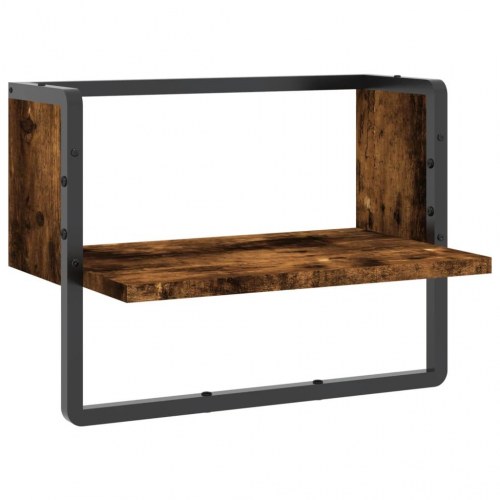 Væghylde med stang 40x25x30 cm røget egetræsfarve