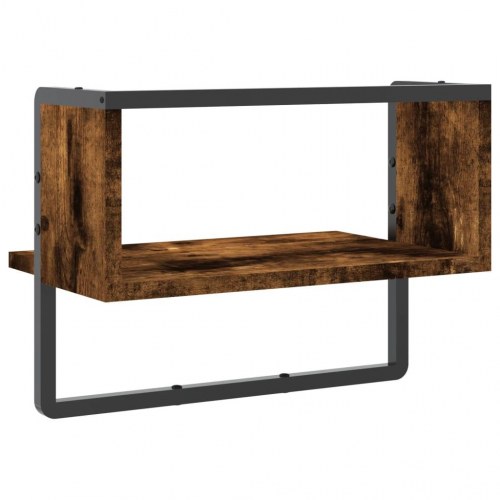 Væghylde med stang 40x25x30 cm røget egetræsfarve