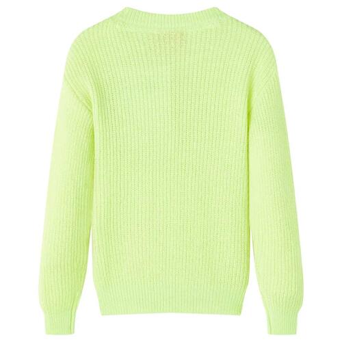 Sweater til børn str. 128 strikket neongul