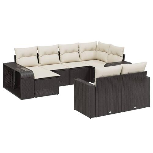 Sofasæt til haven 10 dele med hynder polyrattan sort