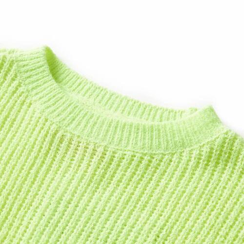 Sweater til børn str. 128 strikket neongul
