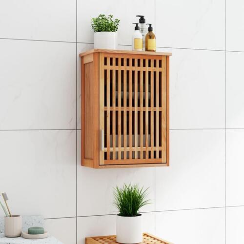 Væghængt badeværelsesskab 42x23x60 cm massivt valnøddetræ