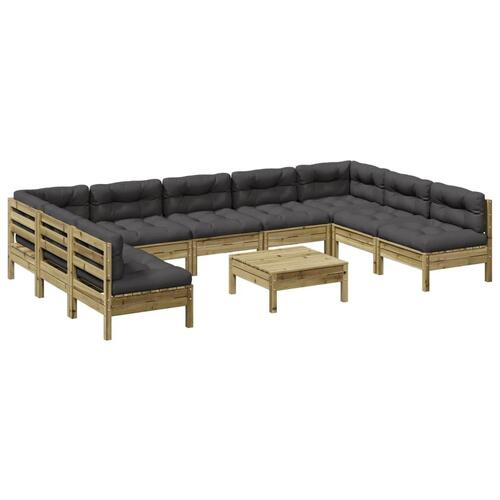 Sofasæt til haven 4 dele med hynder imprægneret fyrretræ