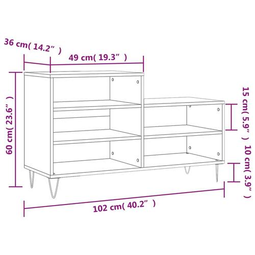 Skoreol 102x36x60 cm konstrueret træ sonoma-eg