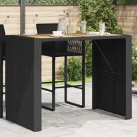 Havebord med akacietop 145x80x110 cm polyrattan sort