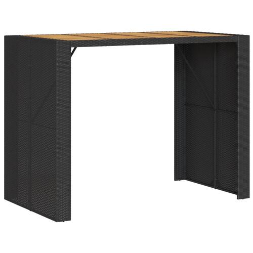 Havebord med akacietop 145x80x110 cm polyrattan sort