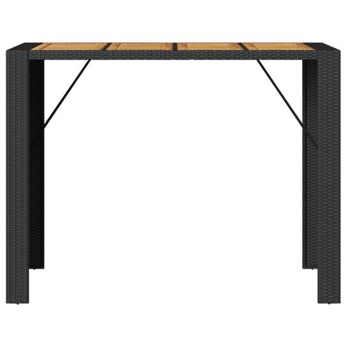 Havebord med akacietop 145x80x110 cm polyrattan sort