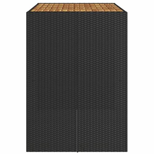 Havebord med akacietop 145x80x110 cm polyrattan sort
