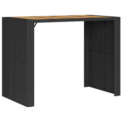 Havebord med akacietop 145x80x110 cm polyrattan sort