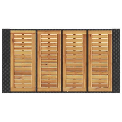 Havebord med akacietop 145x80x110 cm polyrattan sort