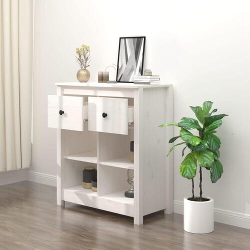 Skænk 70x35x80 cm massivt fyrretræ hvid