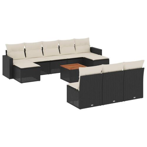 Sofasæt til haven 11 dele med hynder polyrattan sort
