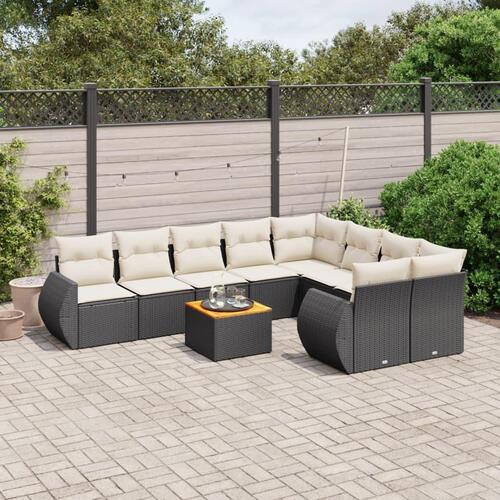 Sofasæt til haven 10 dele med hynder polyrattan sort