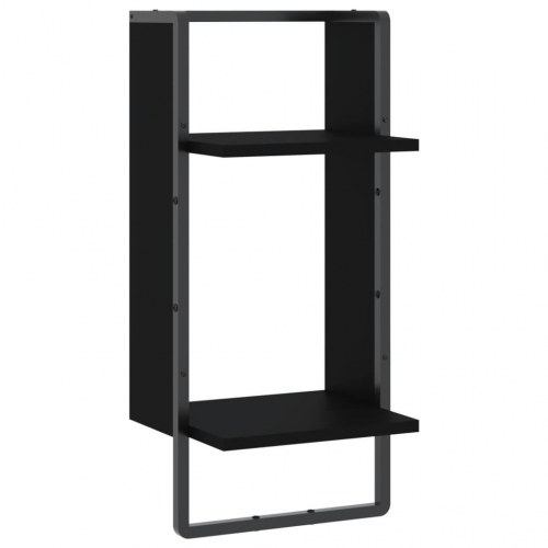 Væghylde med stang 30x25x65 cm sort