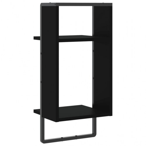 Væghylde med stang 30x25x65 cm sort